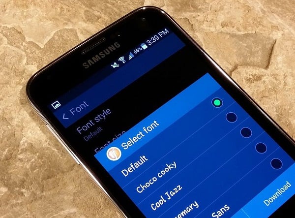 Выбор базового шрифта на телефоне "Самсунг"