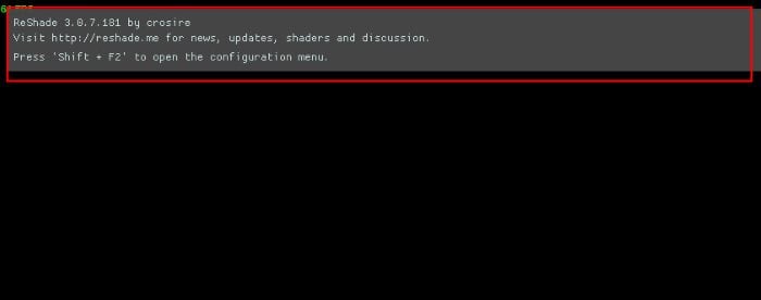 Окно с информации о ReShade